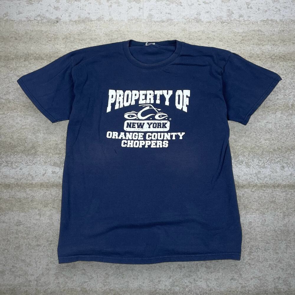 Vintage Y2K Orange County Choppers Biker Shirt Mens XL Navy Blue Short Sleeve